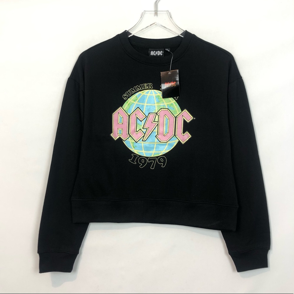 AC/DC Black Graphic Sweatshirt Fleece Lined S